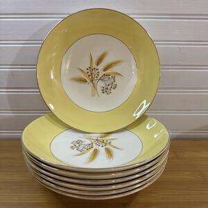 Set of 7 Vintage Soup Bowls - Century Service Autumn Gold Wheat 8 1/4"